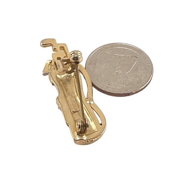 Krementz Vintage Golf Bag Pin Brooch With Enamel & Rhinestones - Picture 6 of 6